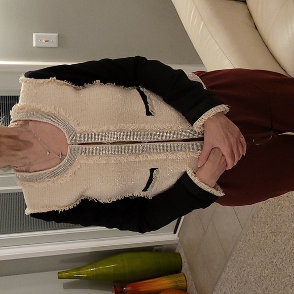 Jacket Only..Boston Proper Rhinestone and Fringe Jacket styled with turtlen NWOT - Picture 11 of 13